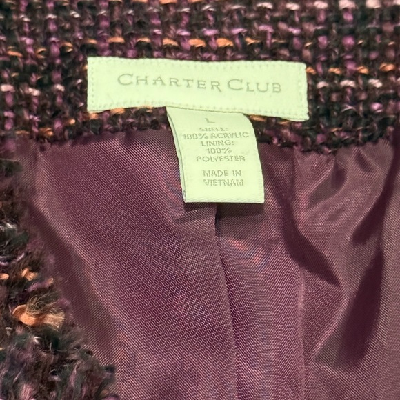 Charter Club Women's Purple Tweed Jacket blazer with pockets in size large - Picture 13 of 13